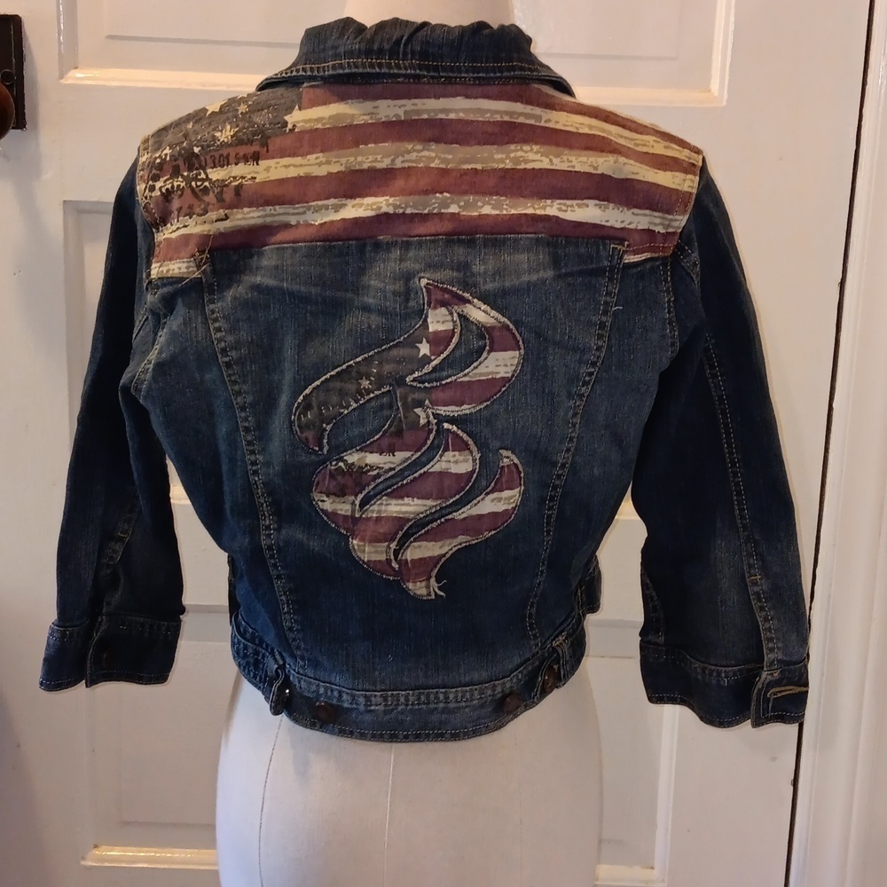 Girls Rocawear large denim Jean patriotic jacket